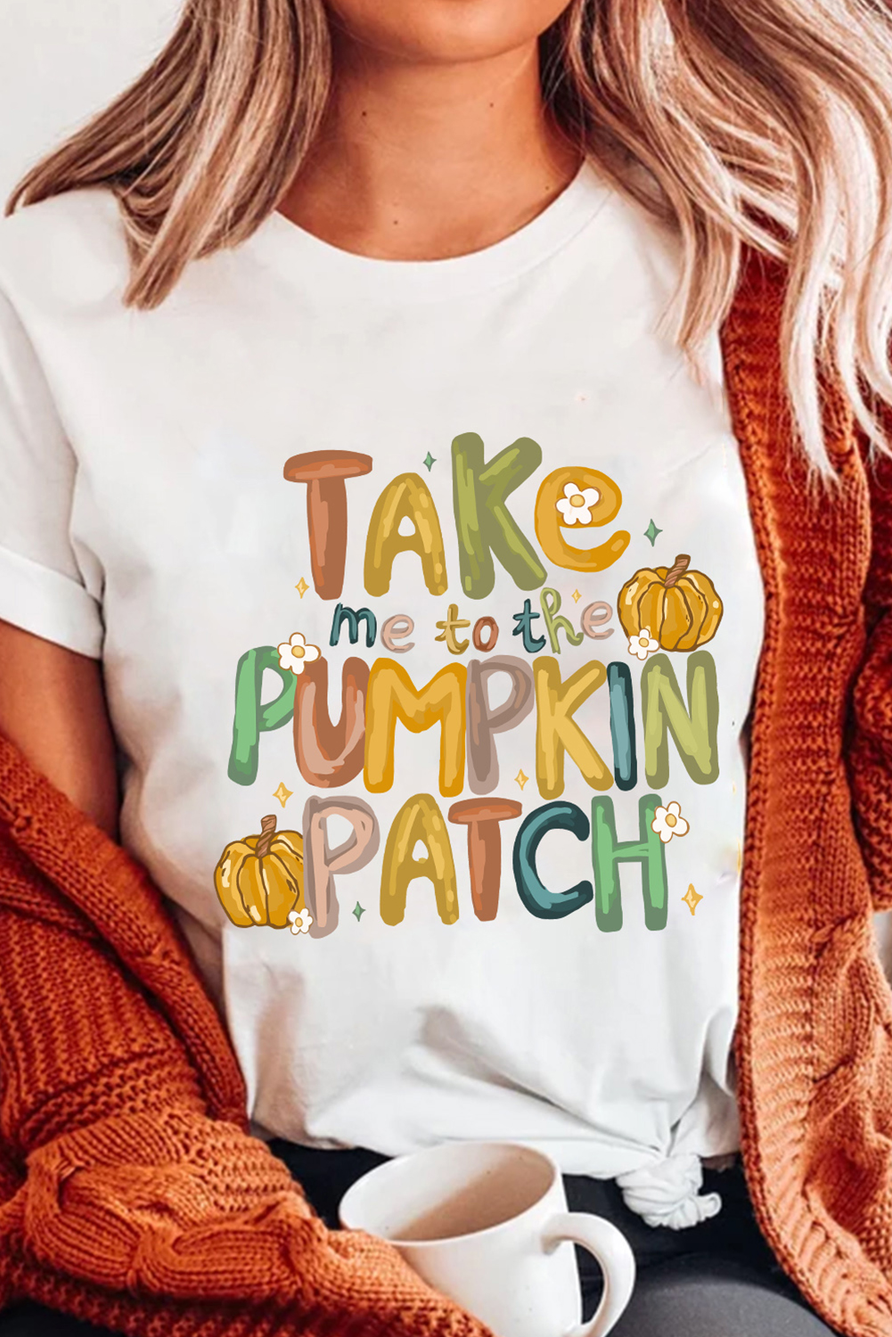 White Take Me To The Pumpkin Patch Cotton Blend T Shirt - loveforevers