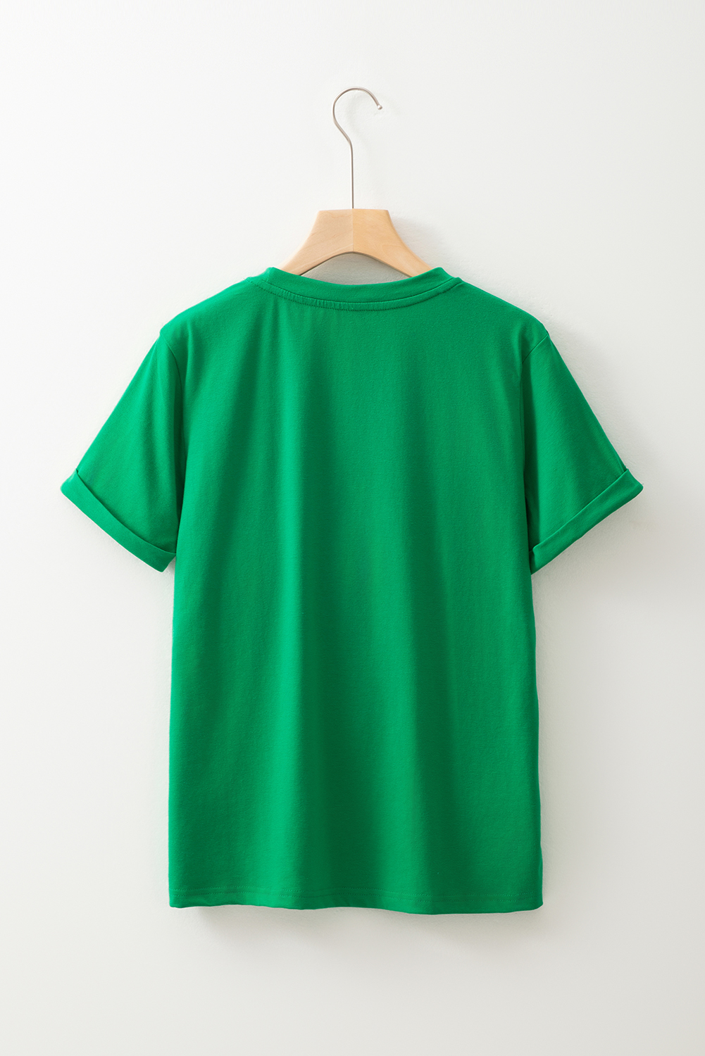 Bright Green Embroidered Clover Pattern St Patrick Tee - loveforevers