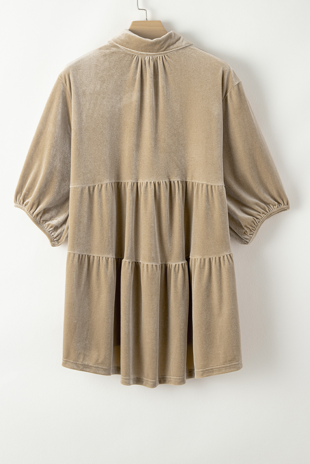Burgundy 3/4 Sleeve Tunic Babydoll Velvet Shirt - loveforevers