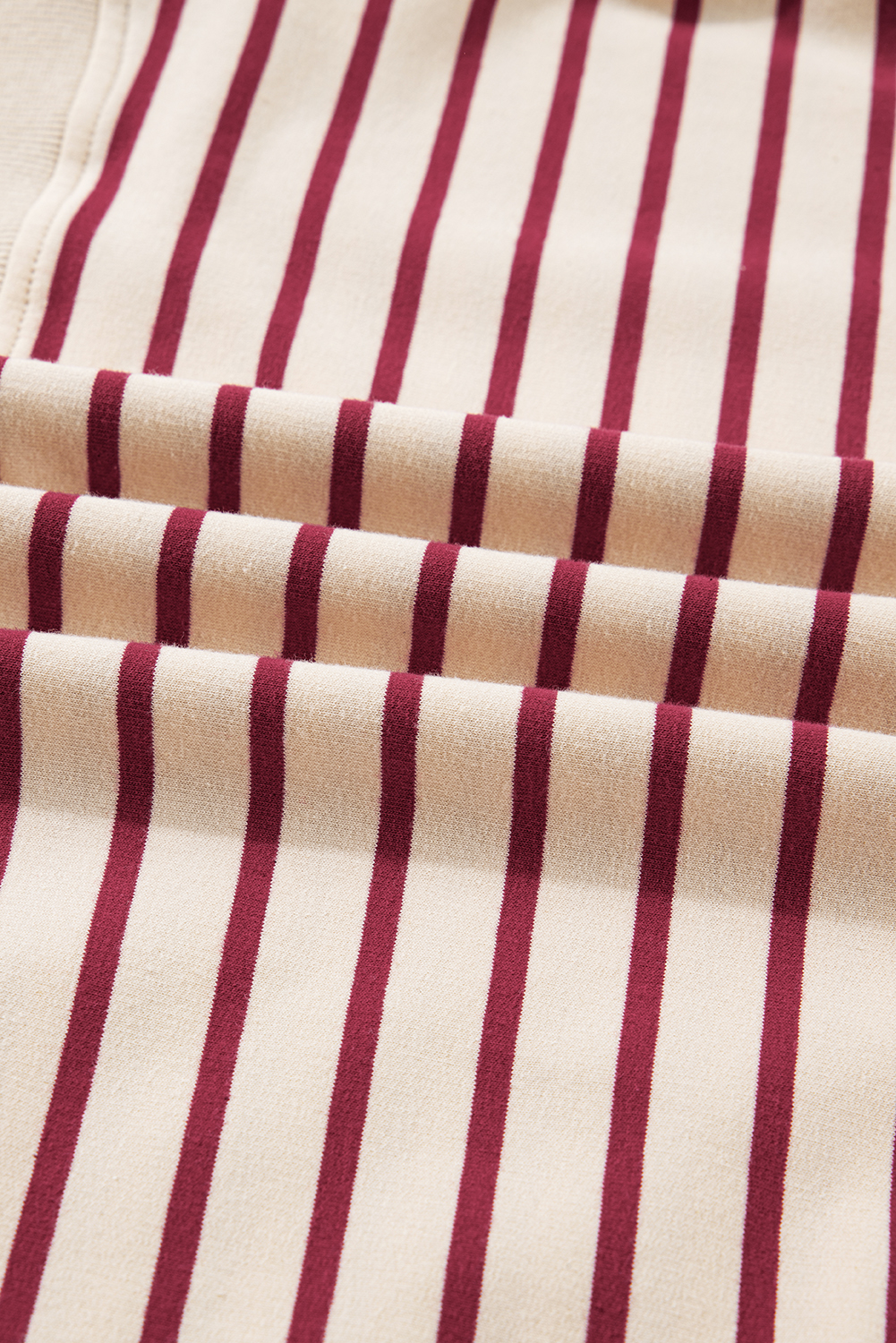 Red Stripe Cropped Collared Drop Shoulder Pullover and Bubble Mini Skirt Set - loveforevers