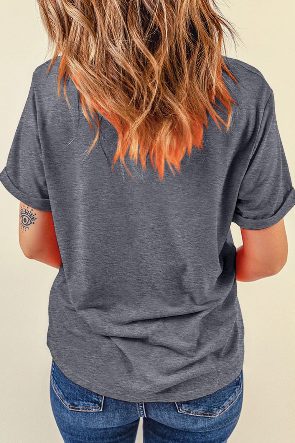 Gray American Flag Bow Map Graphic Tee - loveforevers