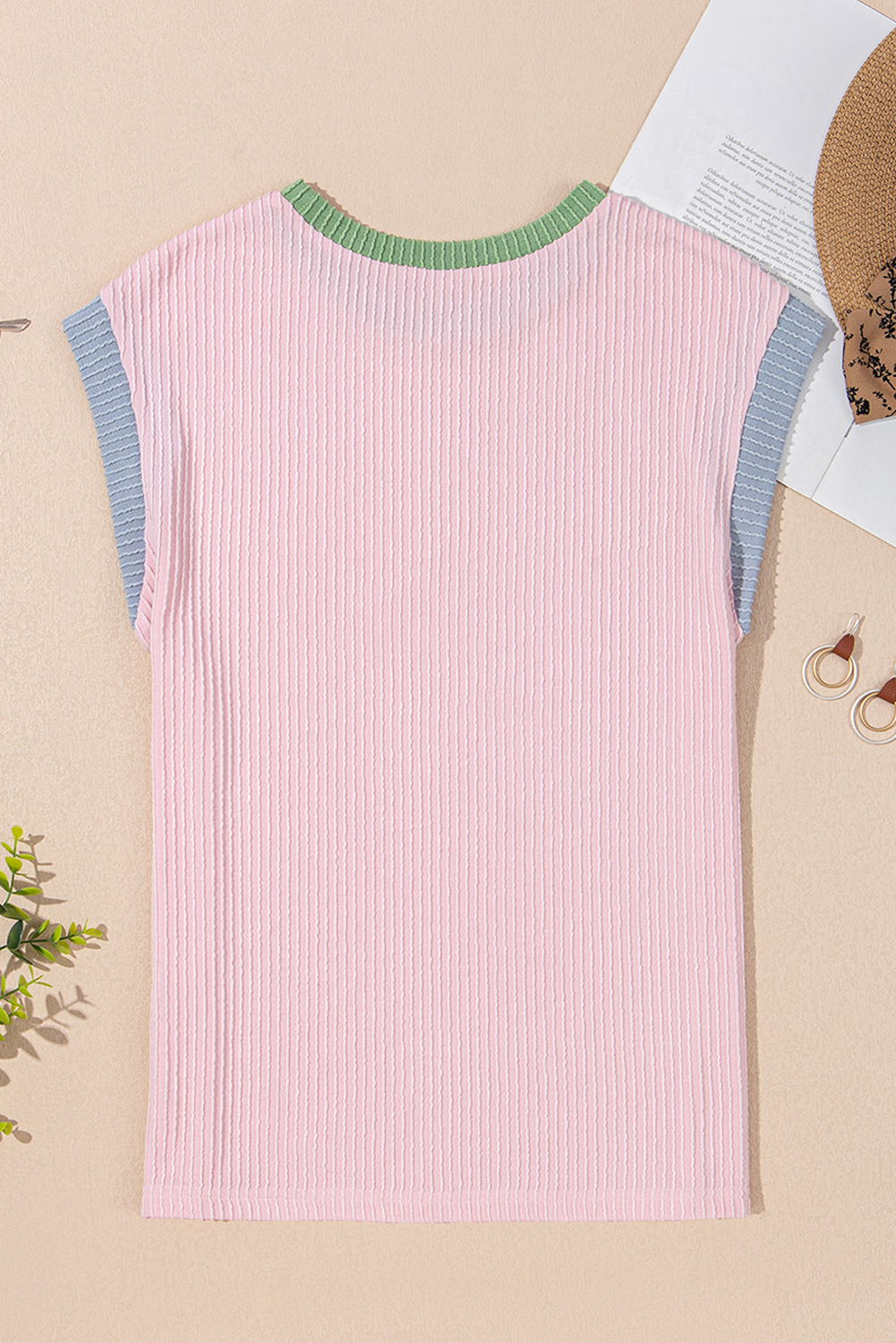 Pink MAMA Bow Graphic Contrast Trim Cap Sleeve 3D Rib T Shirt - loveforevers
