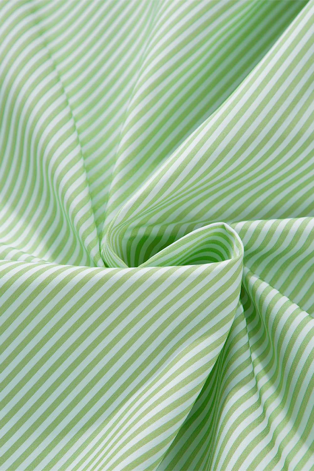 Grass Green Striped Shirred Cuff Buttoned Loose Fit Shirt - loveforevers