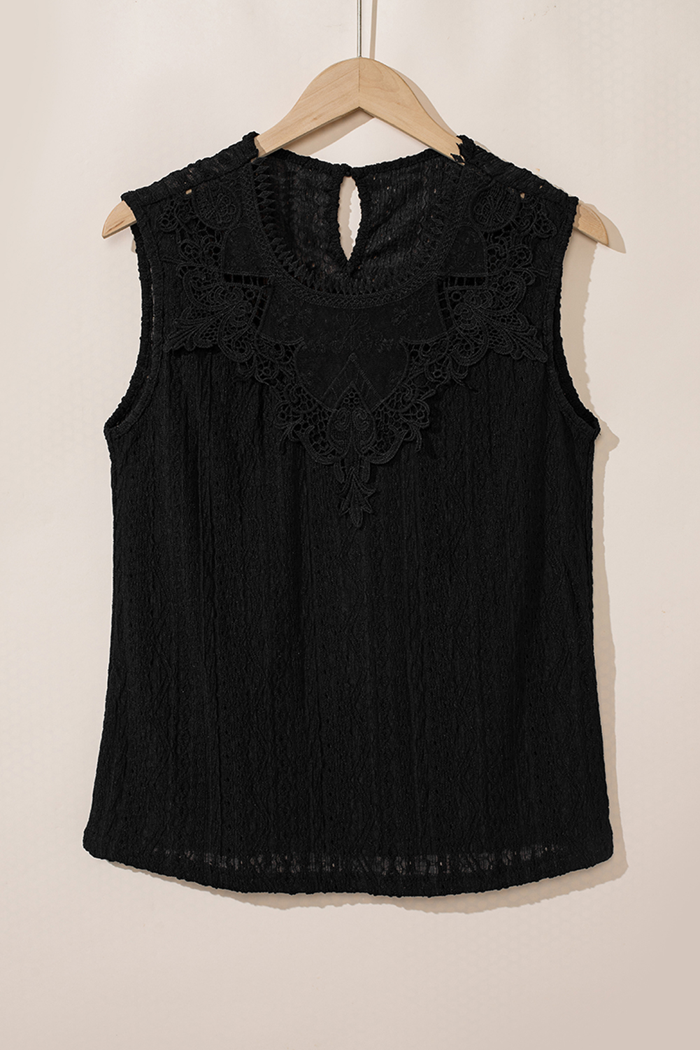 Apricot Guipure Lace Crochet Keyhole Back Tank Top - loveforevers