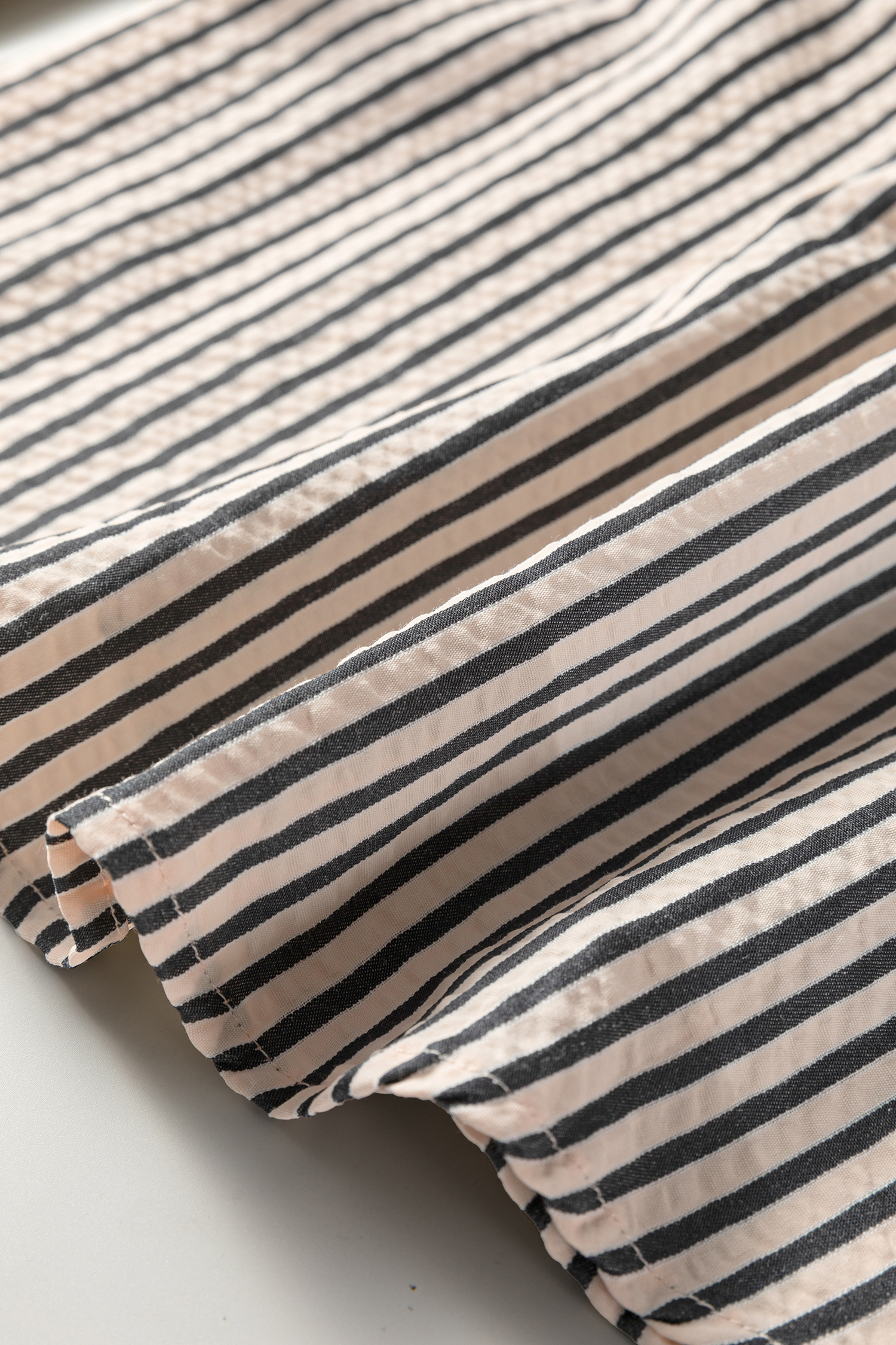 Black Stripe Knotted Cuff Long Sleeve V Neck Blouse - loveforevers