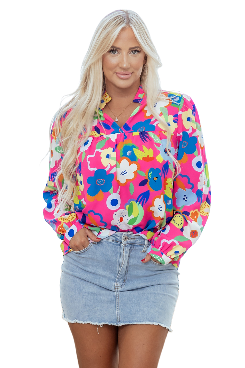 Rose Flower Bomb V Neck Blouse - loveforevers