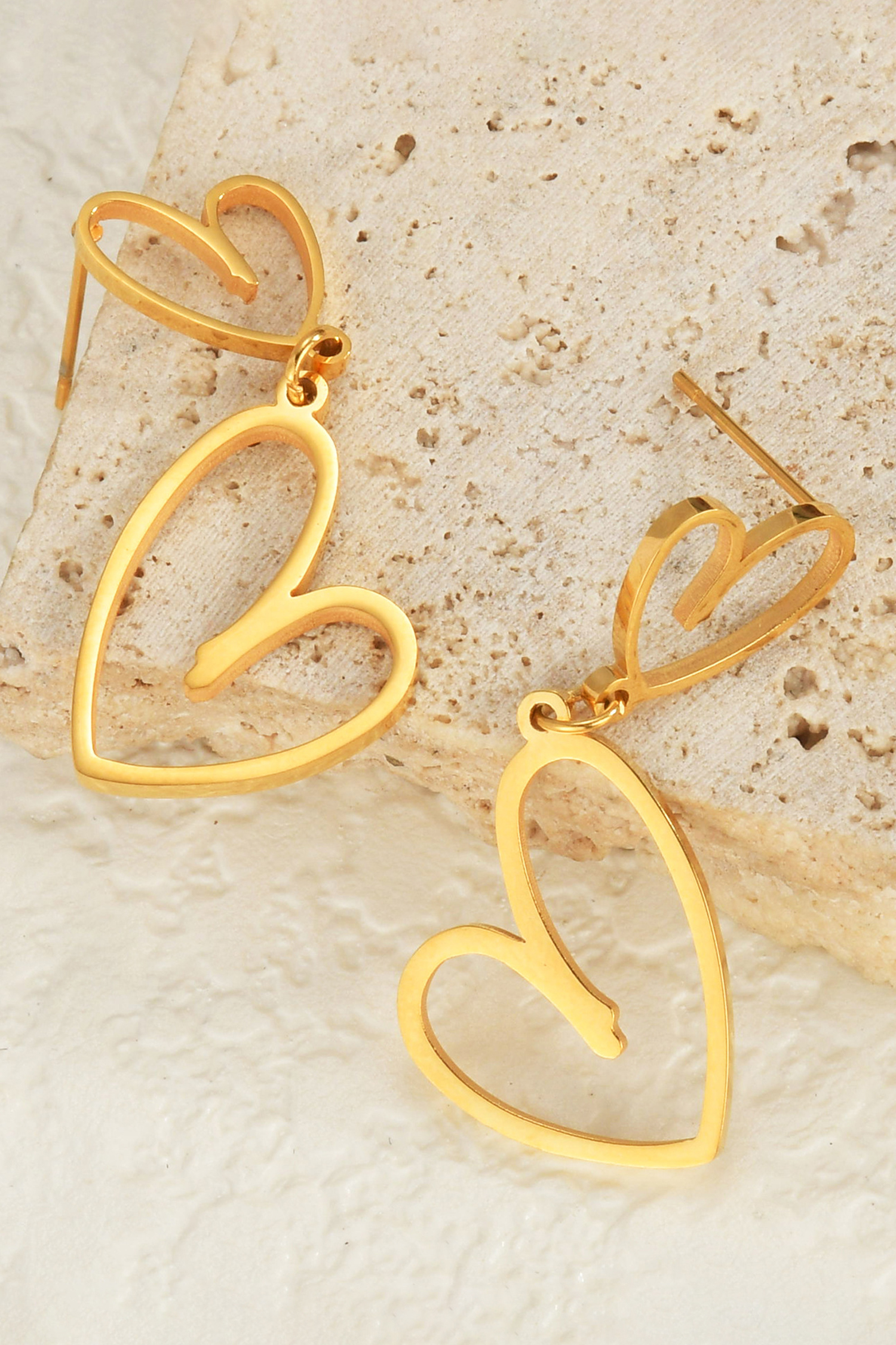 Gold Plated Dual Heart Stud Earrings - loveforevers