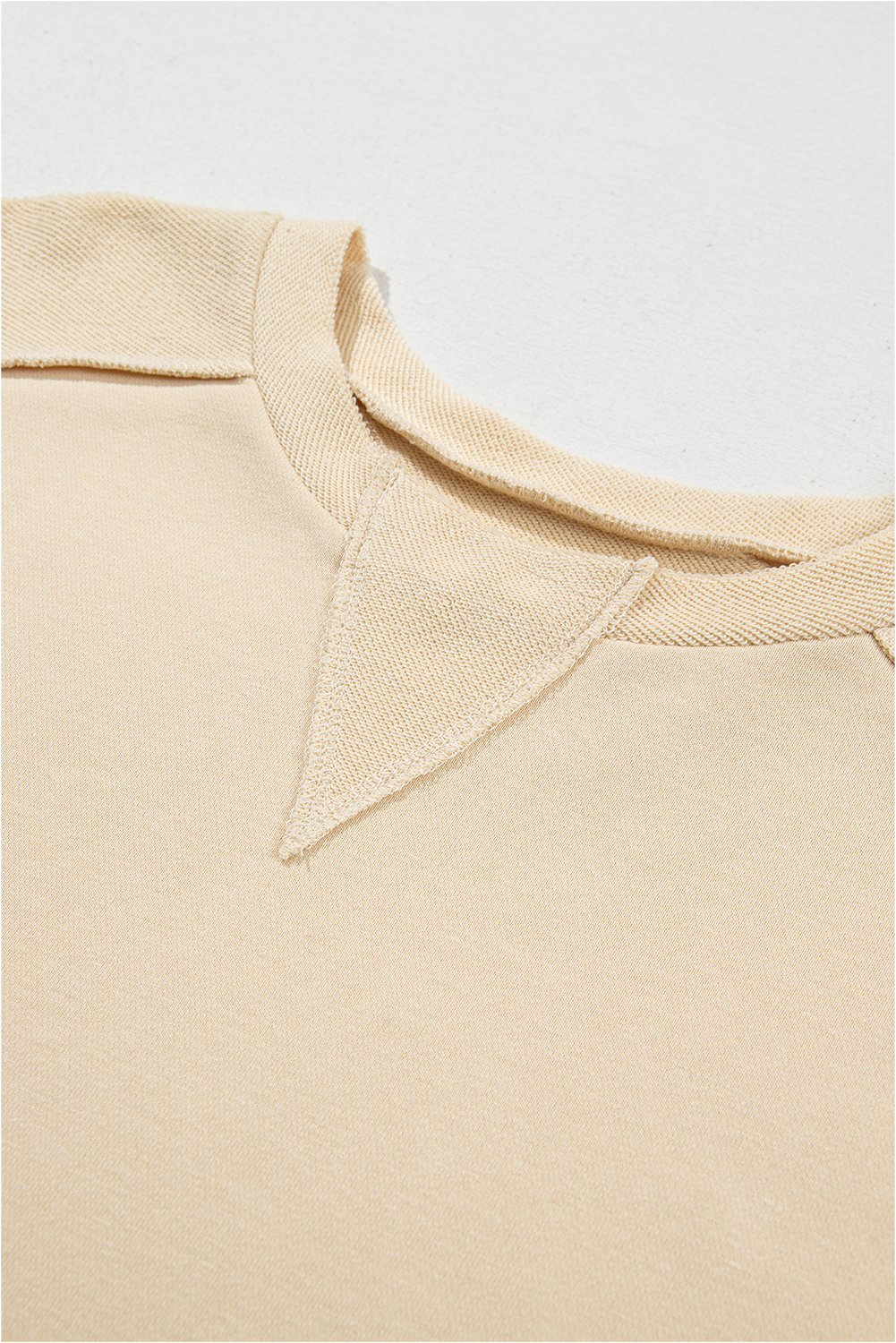 Beige Splicing Round Neck Pullover Sweatshirt - loveforevers