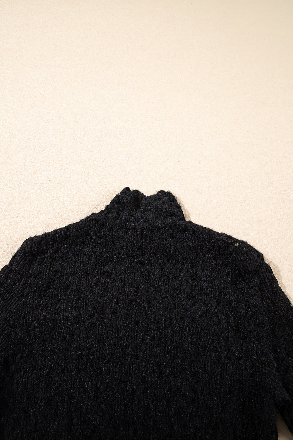 Black Flower Lace See Through Mock Neck Long Sleeve Top - loveforevers