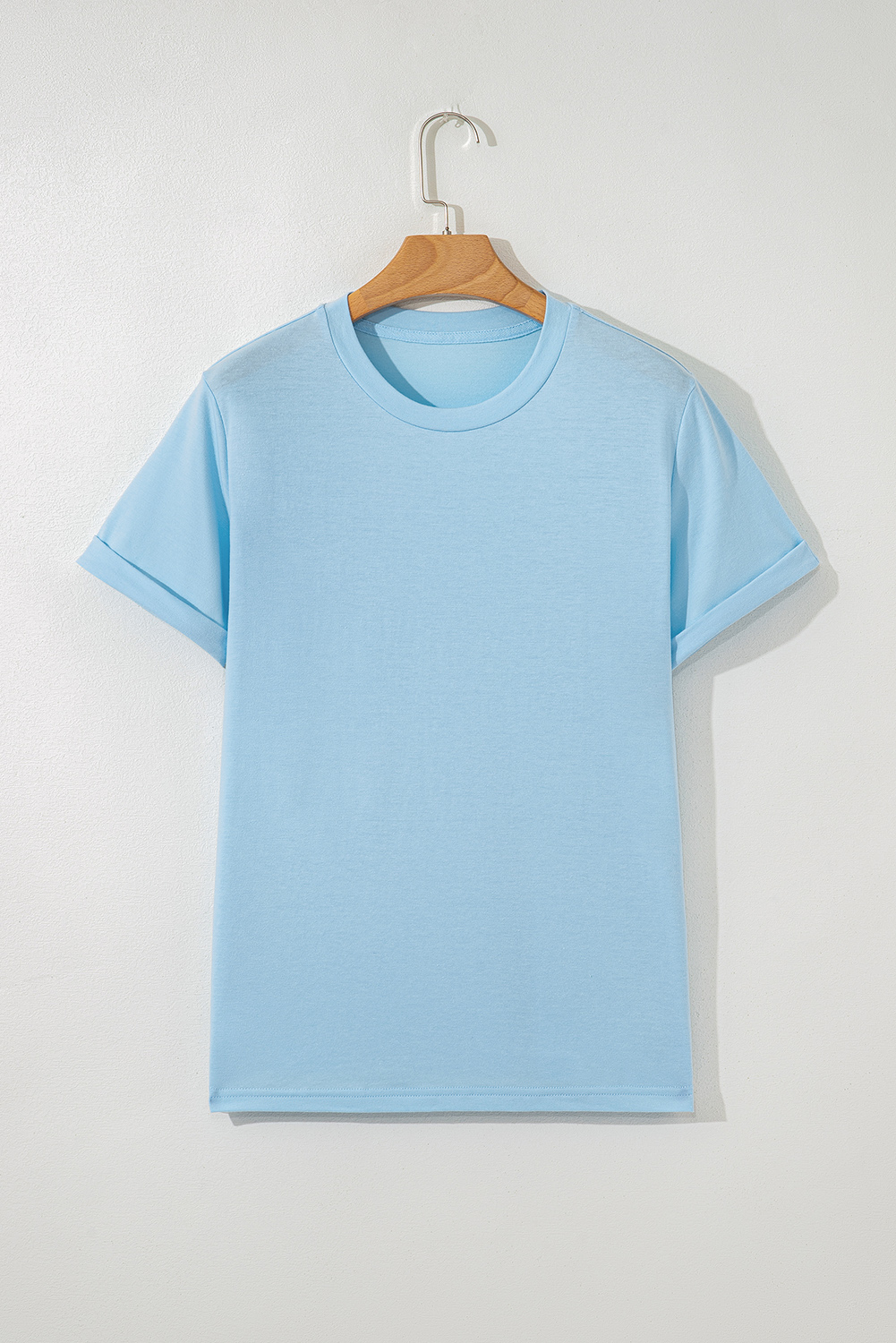 Khaki Casual Plain Crew Neck Tee - loveforevers