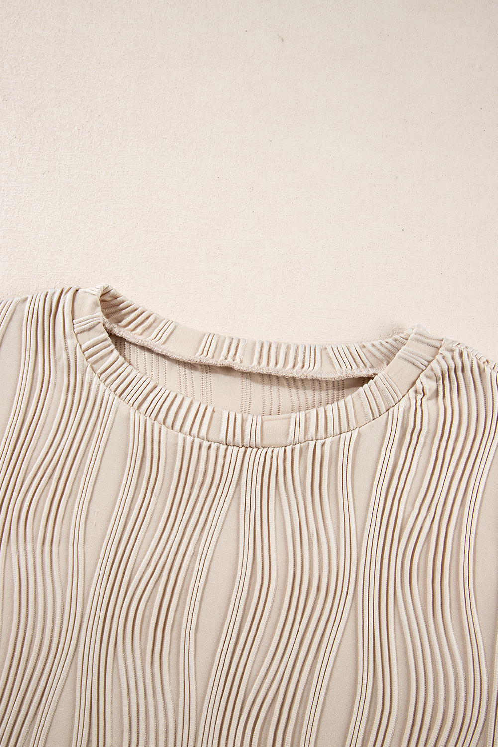 White Wavy Textured Mock Neck Cap Sleeve Top - loveforevers