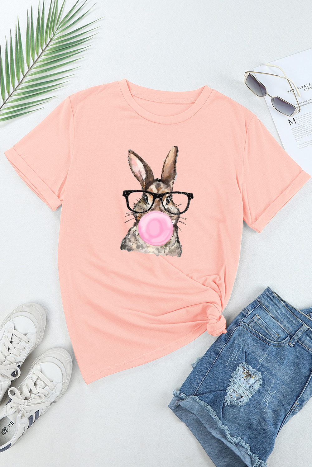White Easter Egg Bow Bunny Ear Printed T Shirt - loveforevers