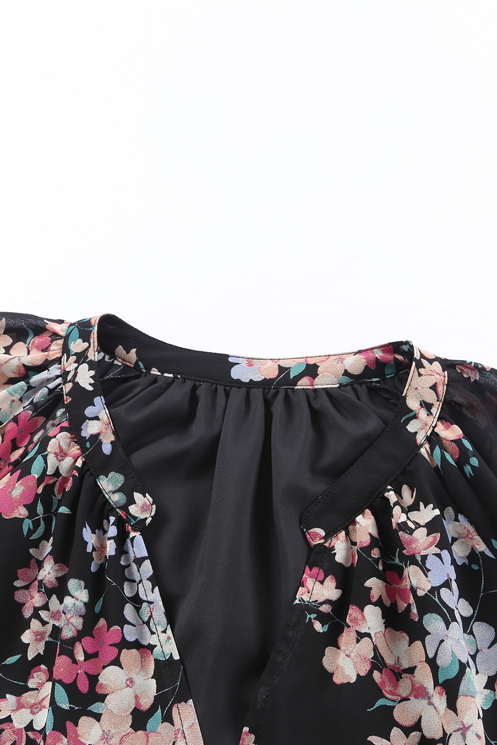 Black Wildflower Print Chiffon Blouse - loveforevers