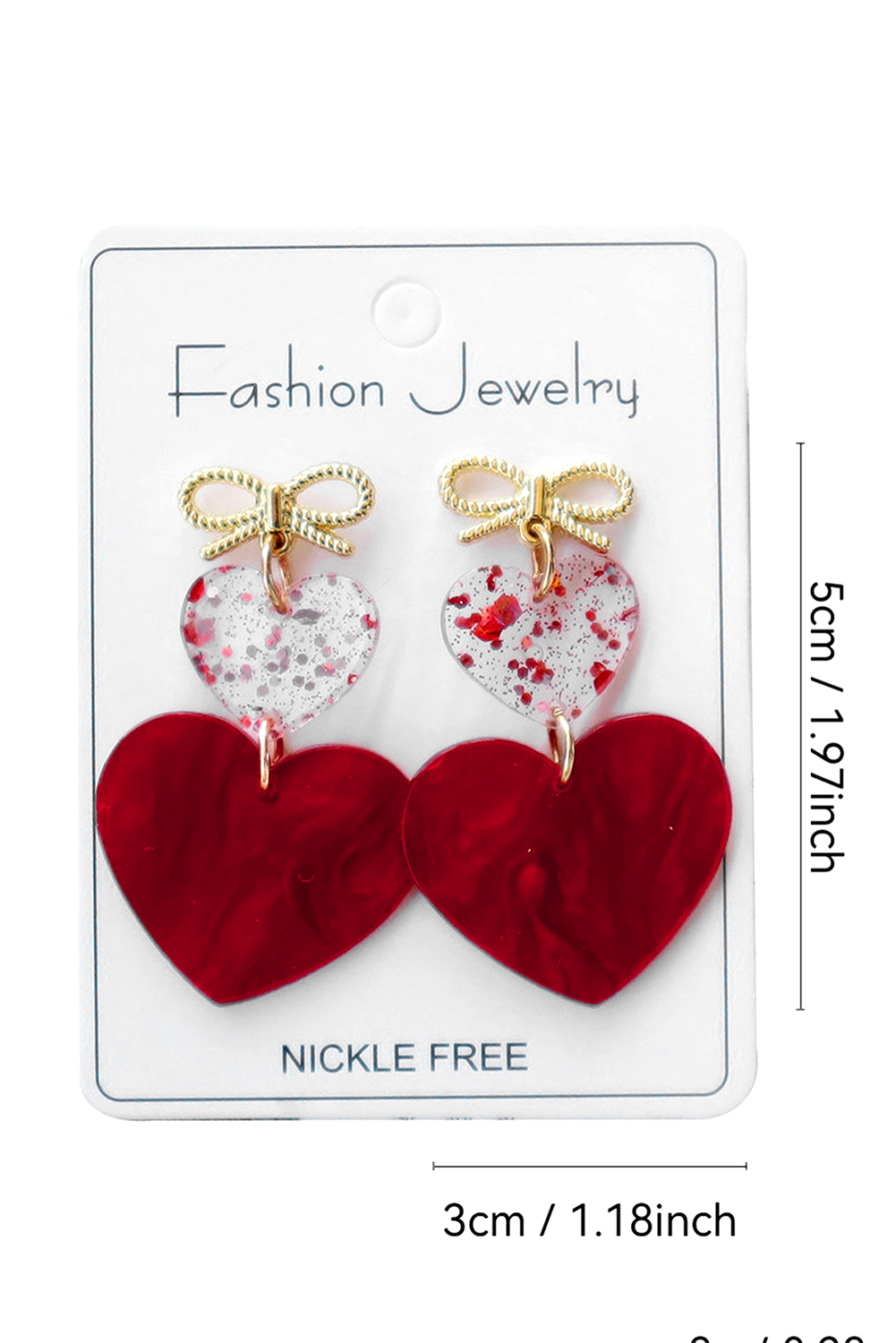 Fiery Red Bow Knot Heart Shape Dangle Earrings - loveforevers