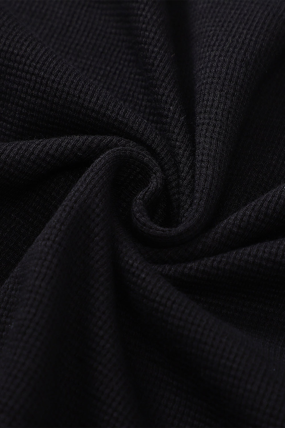 Black Waffle Knit Henley Top - loveforevers