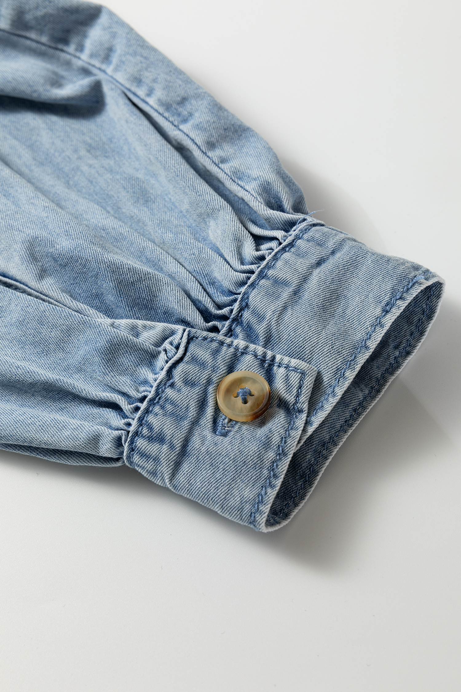 Beau Blue Ruffled Peter Pan Collar Western Denim Shirt - loveforevers