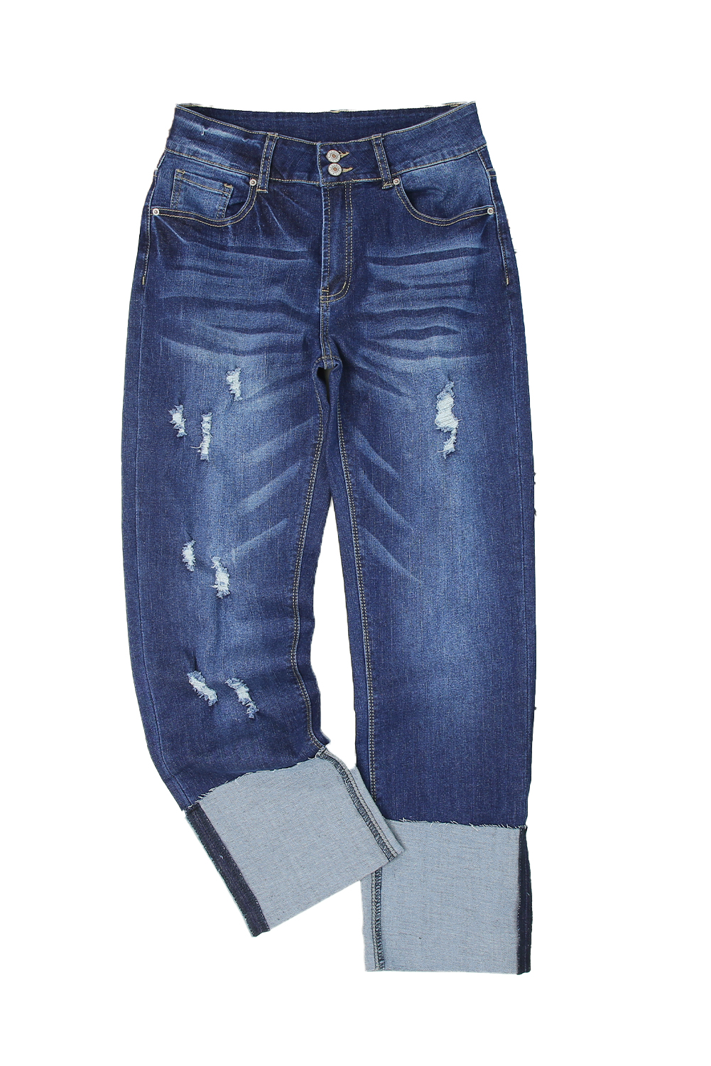 High Waist Distressed Straight Leg Jeans - loveforevers