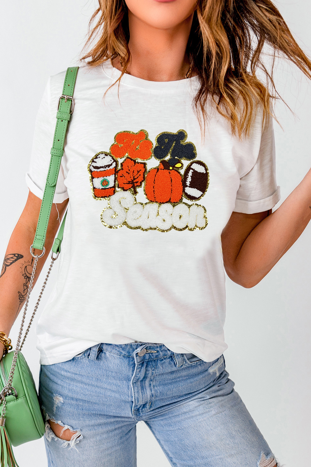 White Tis The Season Pumpkin Spice Latte Lover Graphic Crewneck T Shirt - loveforevers