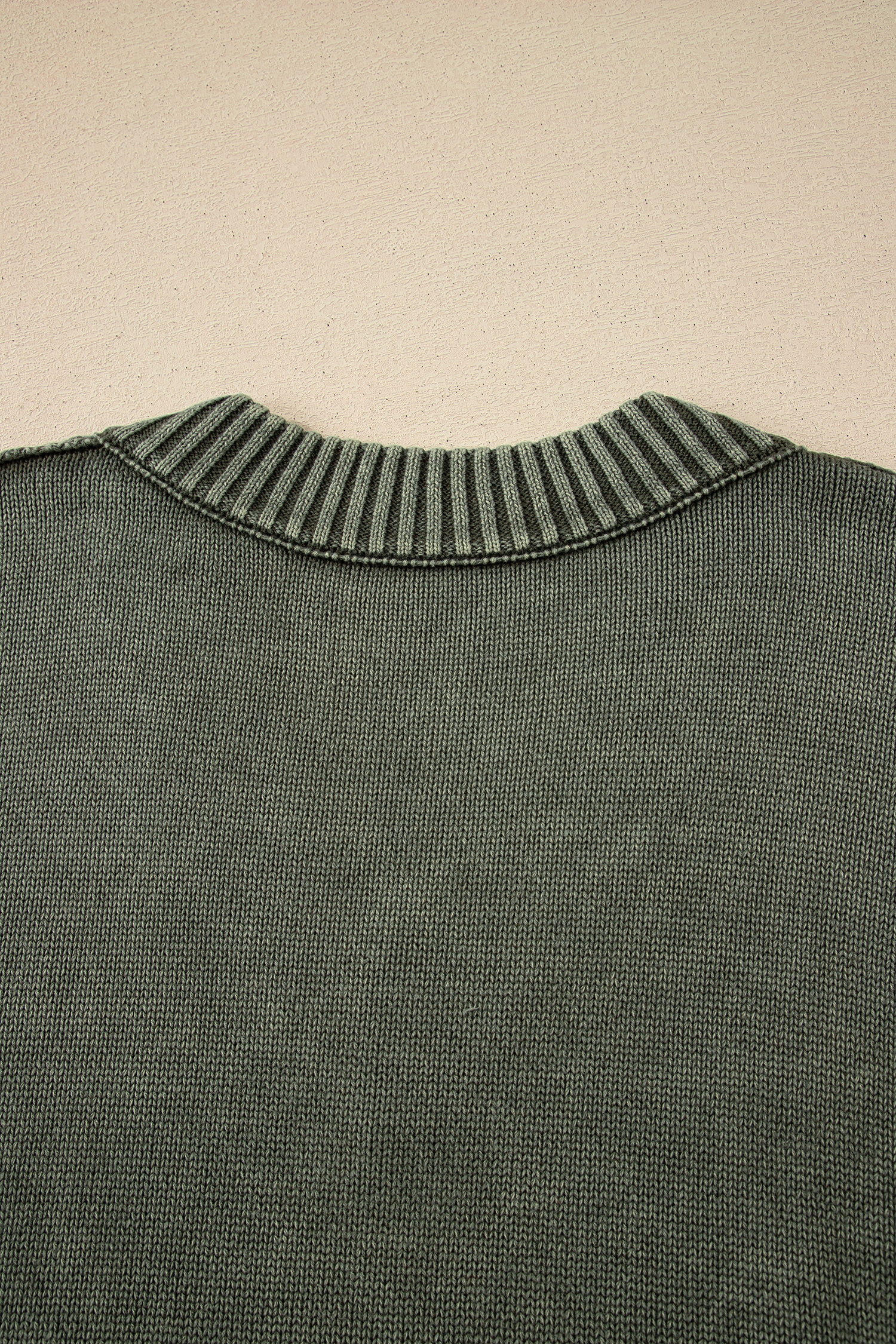 Four Leaf Clover Mineral Wash V Neck Knit Exposed Seam Drop Shoulder Loose Sweater - loveforevers