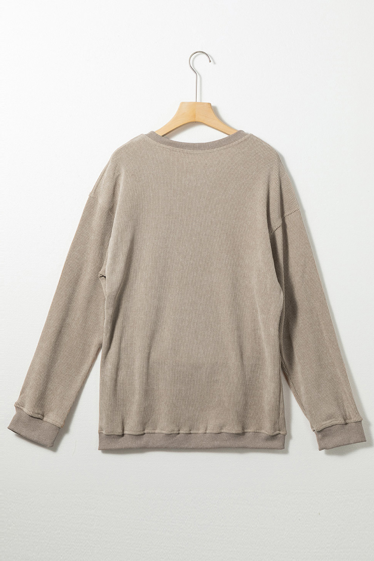 Khaki Kentucky KY Leopard Lettering Ribbed Baggy Sweatshirt - loveforevers