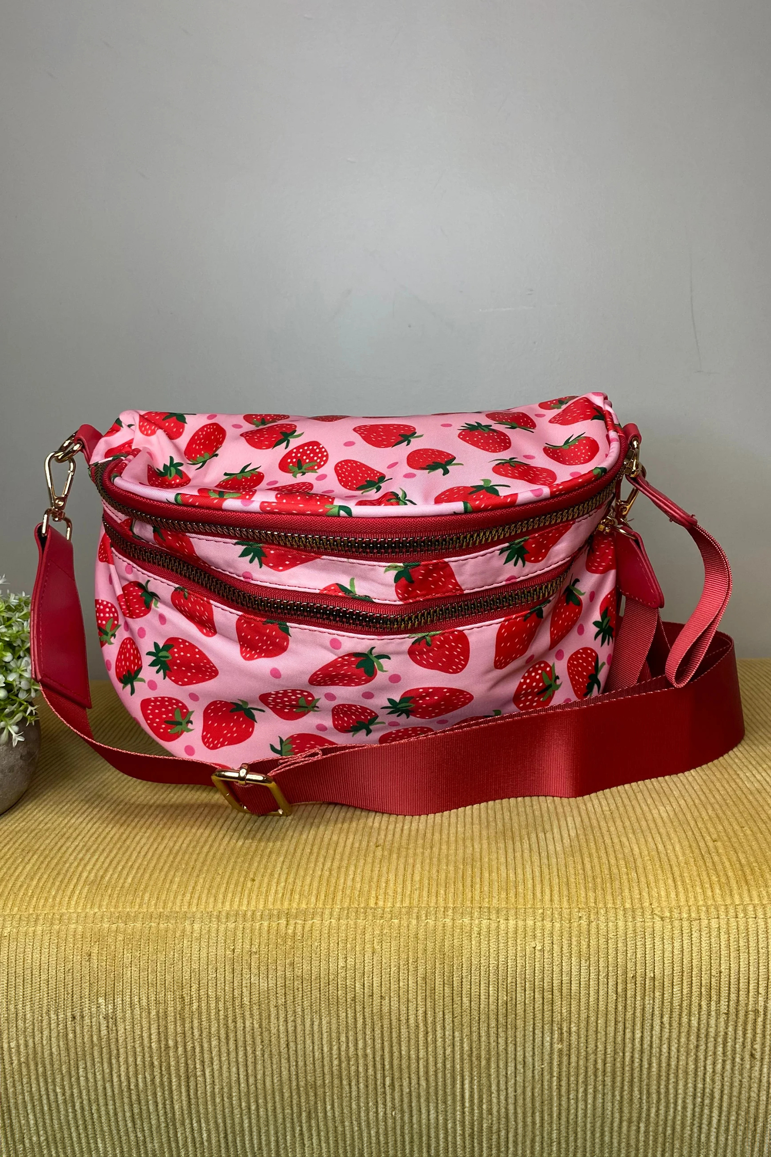 White Pretty Checkerboard Canvas Double Zip Crossbody Bag - loveforevers