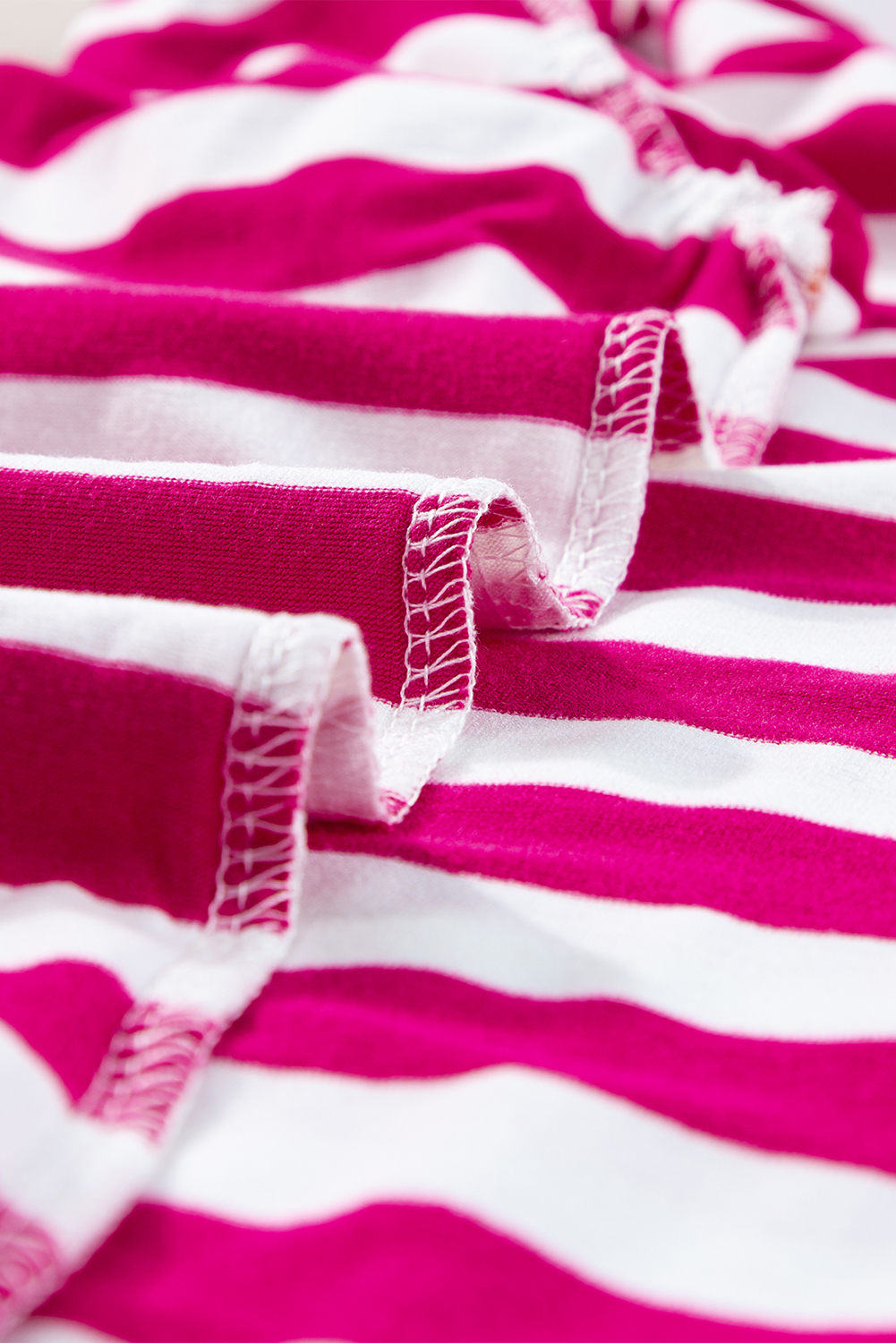 Rose Red Striped Ruffle Sleeve Crew Neck Blouse - loveforevers