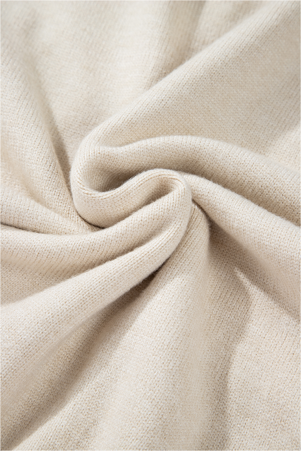 Beige Flower Stitching Mock Neck Sweater - loveforevers