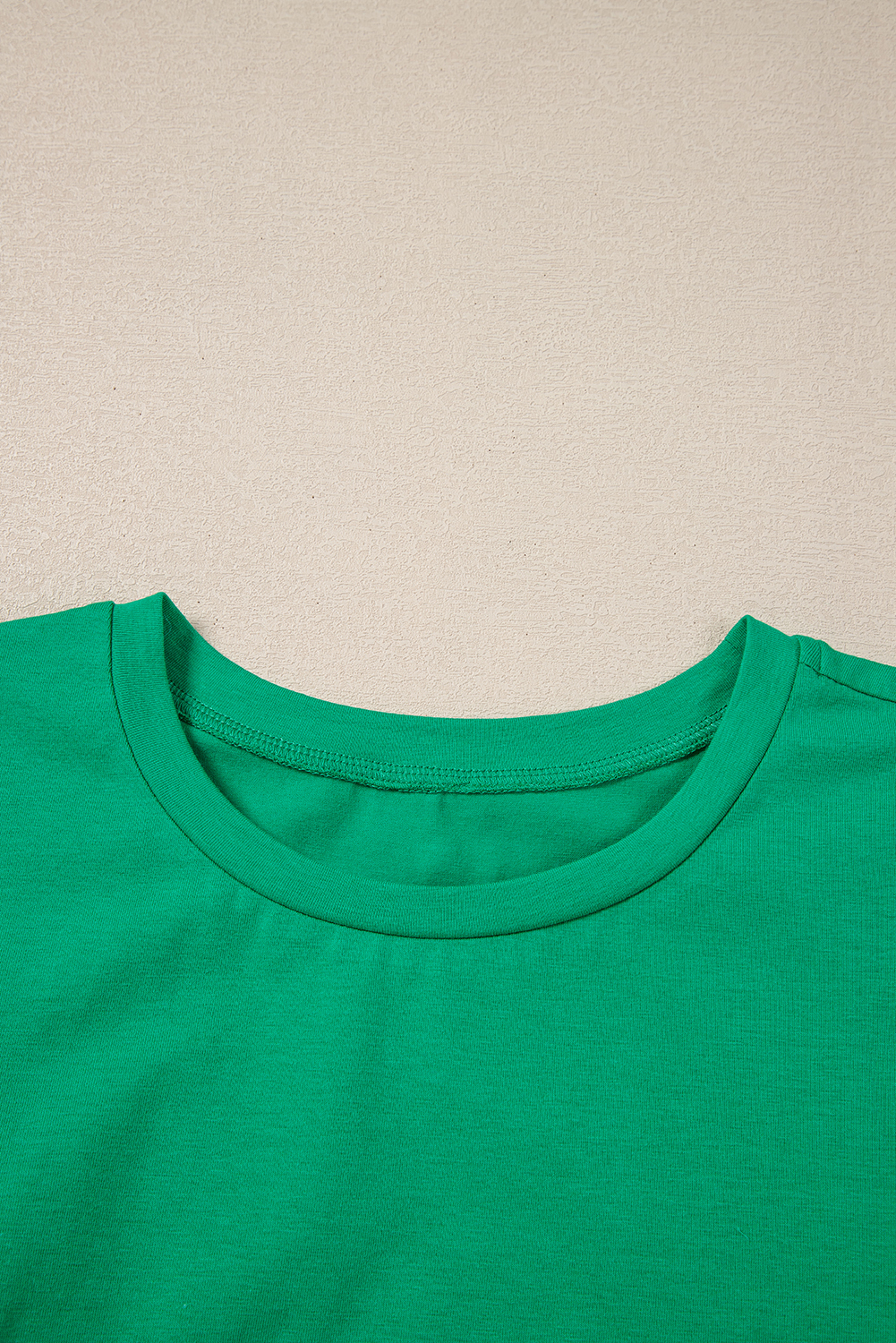 Dark Green Embroidered Ruffled Sleeve Slim Fit Crew Neck Top - loveforevers