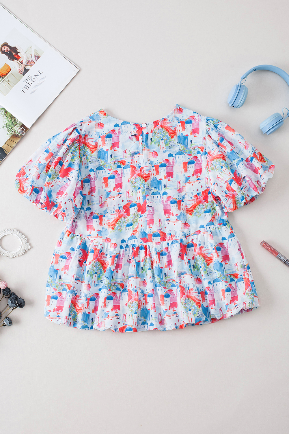 Sky Blue Parisian Avenue Babydoll Top - loveforevers