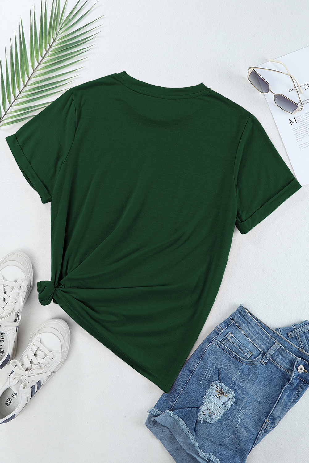 Khaki Casual Plain Crew Neck Tee - loveforevers