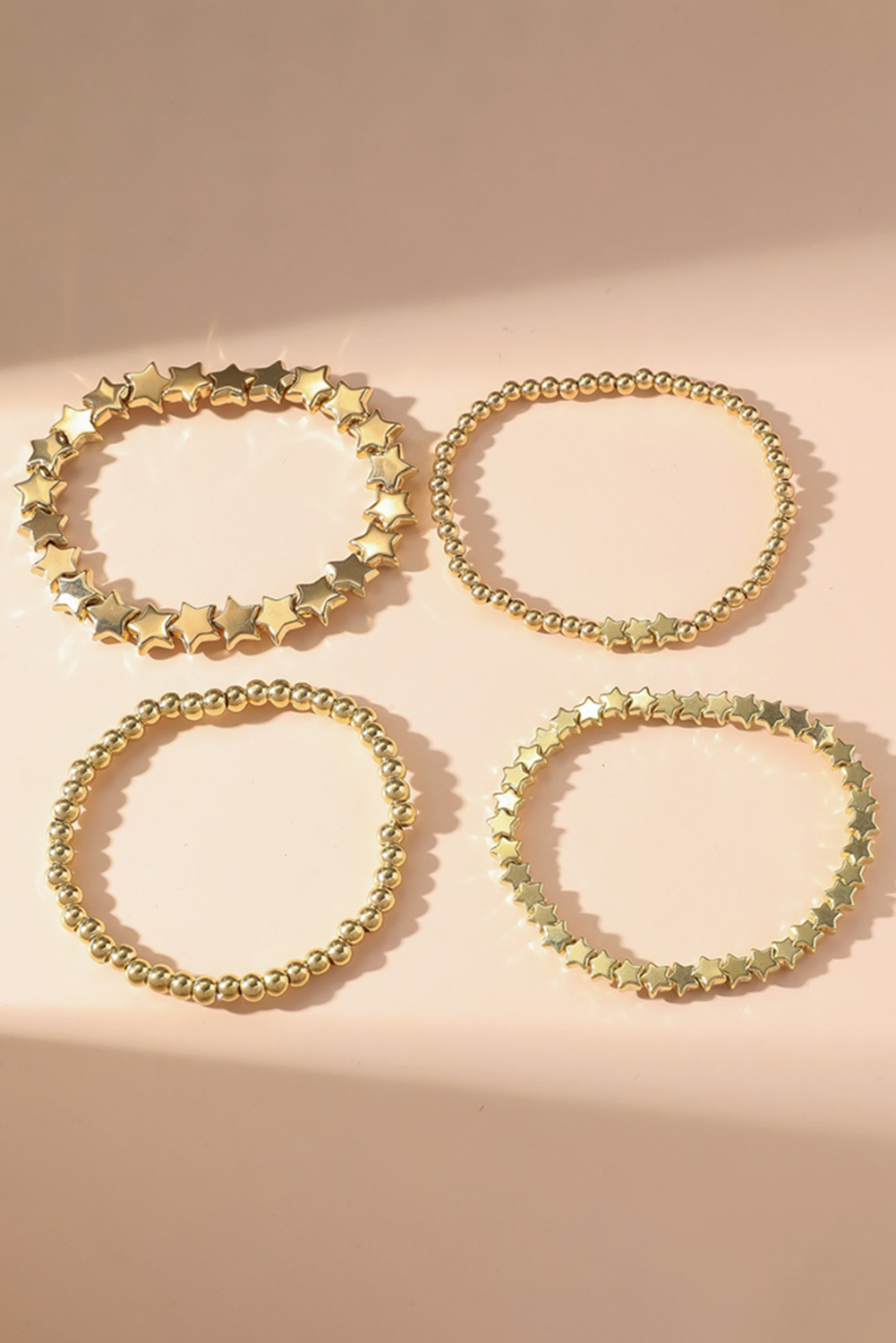 Gold Star Beaded Plated Alloy 4pcs Bracelet Set - loveforevers