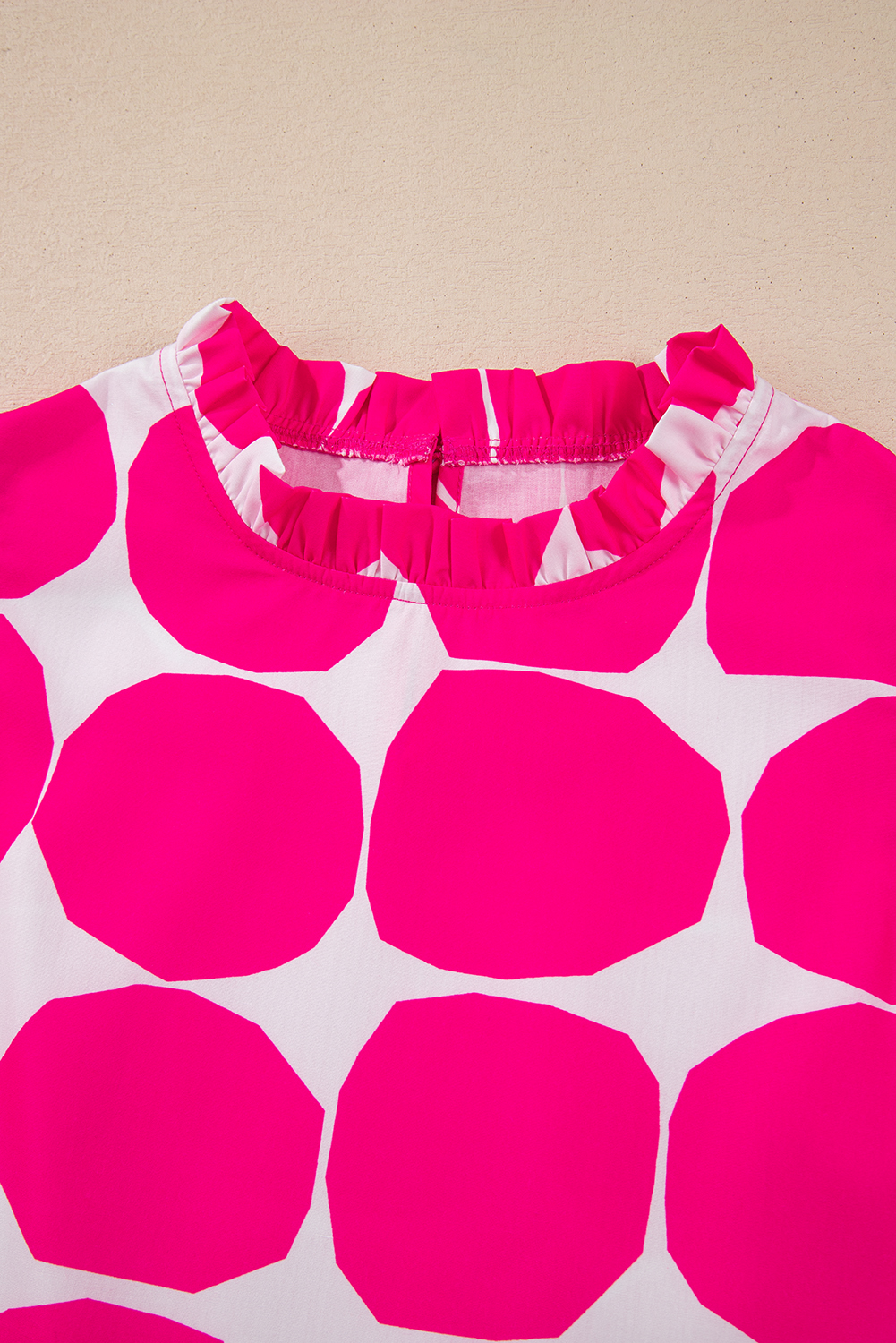 Rose Bubblegum Pattern Frilled Collar Flutter Sleeve Top - loveforevers