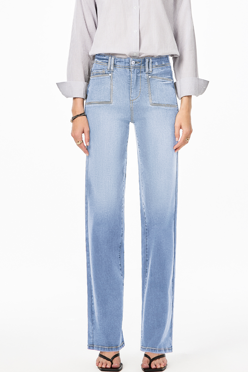Beau Blue Loose Straight Leg Cropped High Waist Jeans - loveforevers