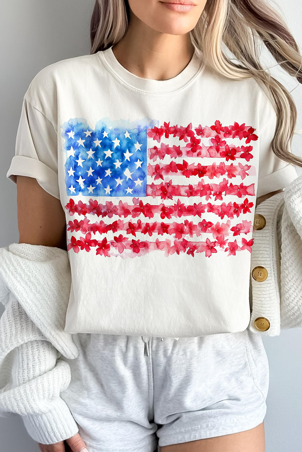 White Flag Graphic Crew Neck Tee - loveforevers