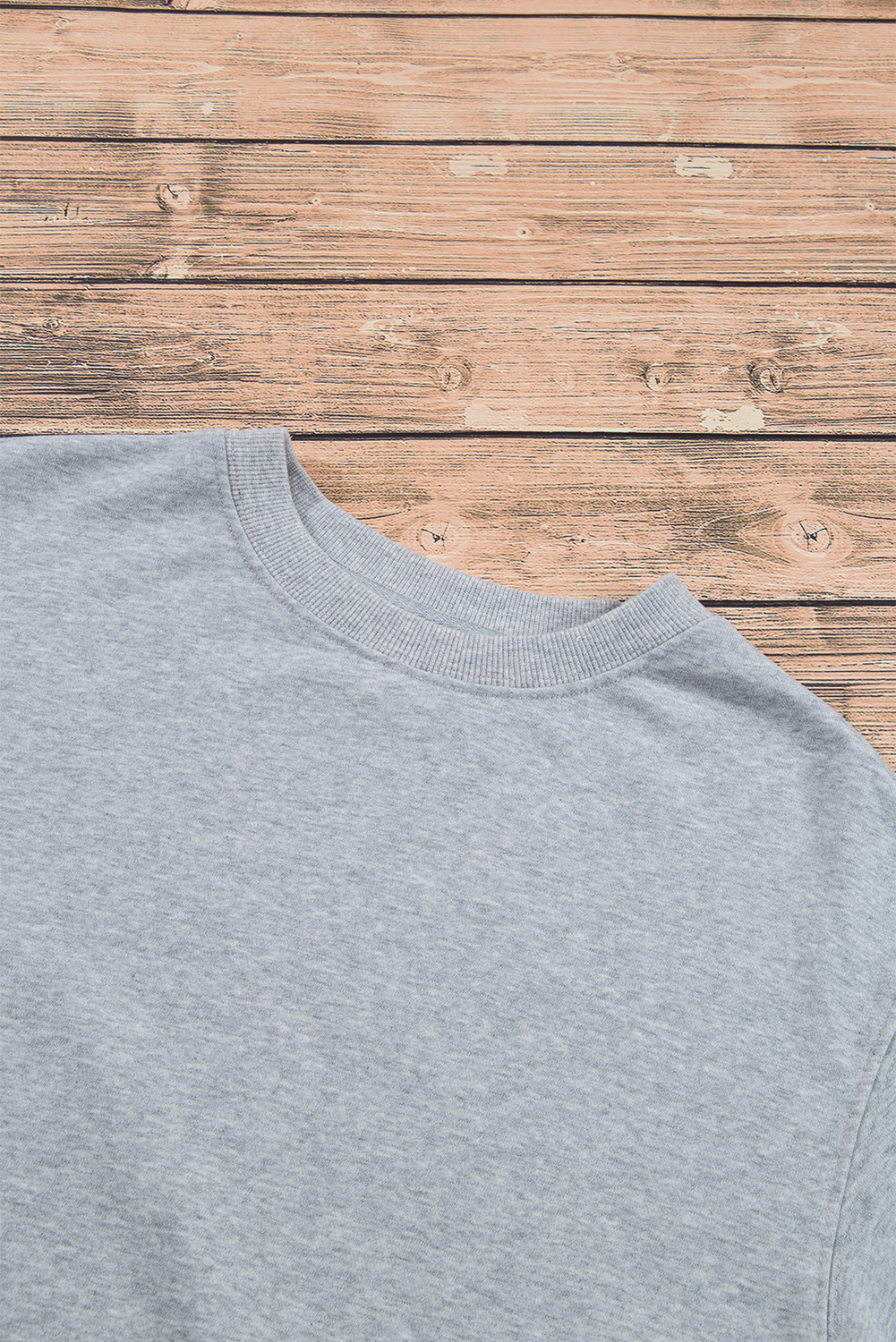 Navy Blue Plain Drop Shoulder Crewneck Pullover Sweatshirt - loveforevers