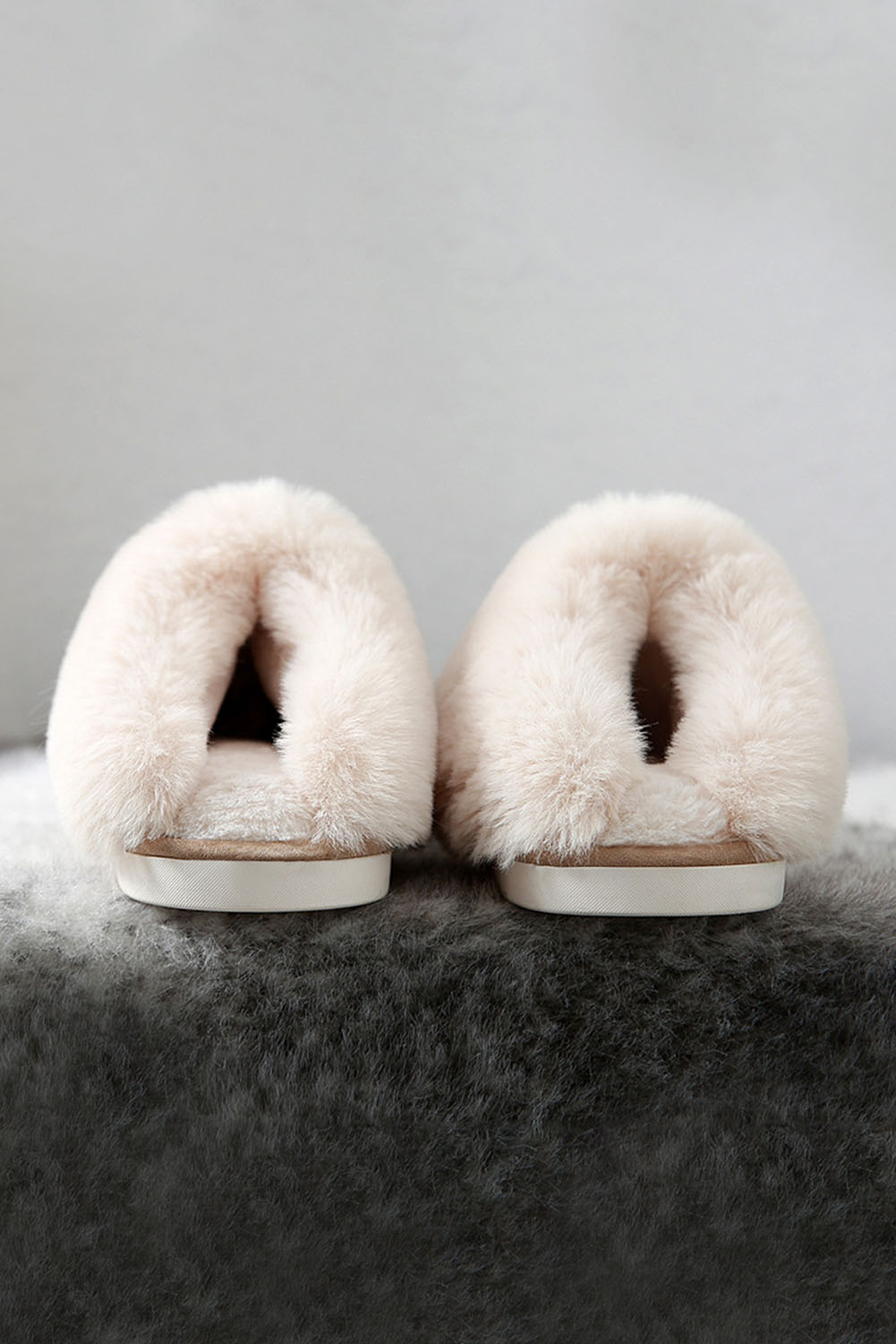Khaki Cut and Sew Faux Suede Plush Lined Slippers - loveforevers