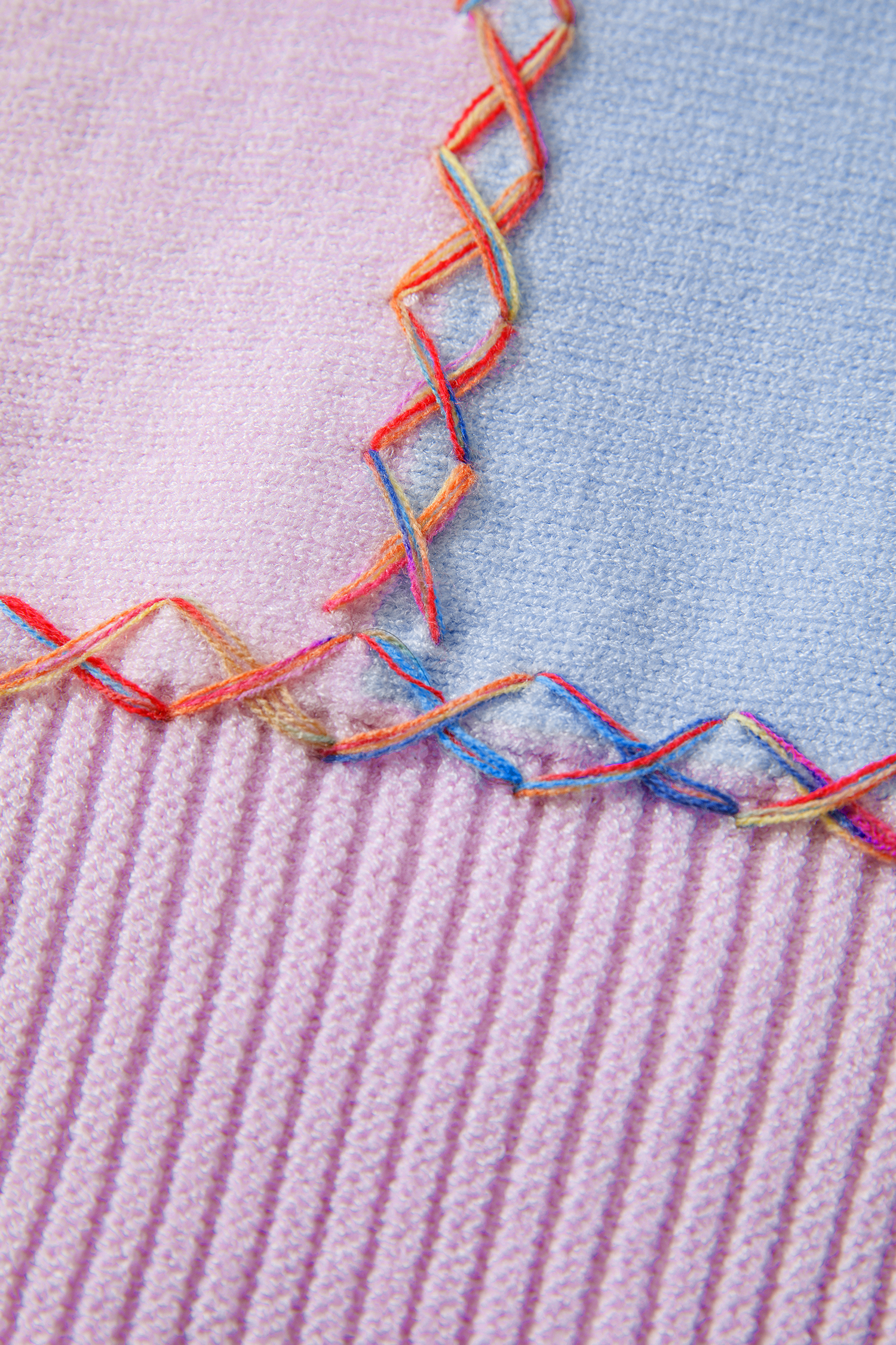 White Rainbow Stitching Balloon Sleeve Relaxed Sweater - loveforevers