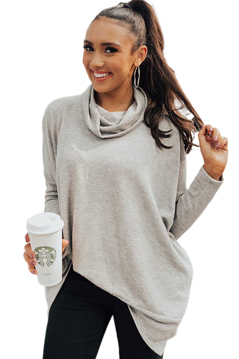 Jungle Green Cowl Neck Shift Tunic Top - loveforevers
