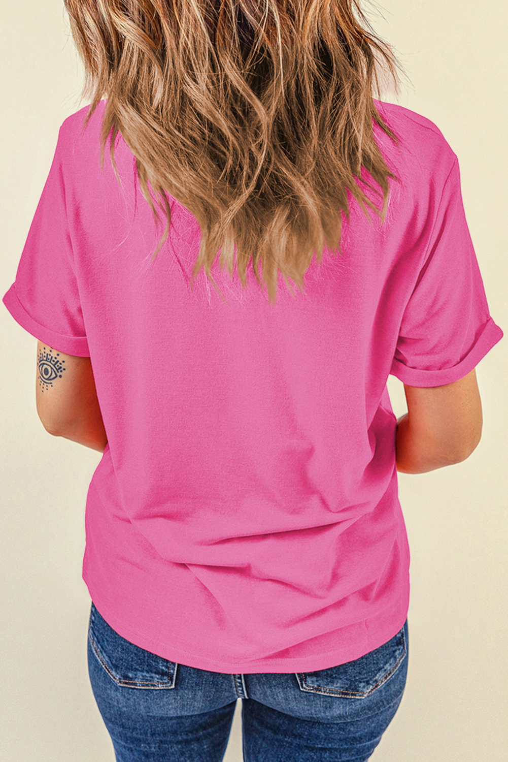 Sachet Pink Dual American Flag Bow Printed Casual T Shirt - loveforevers