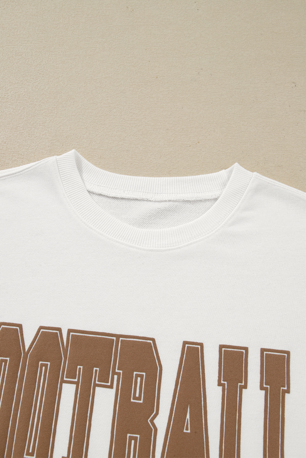 White FOOTBALL 3D Letter Graphic Crew Neck Sweatshirt - loveforevers
