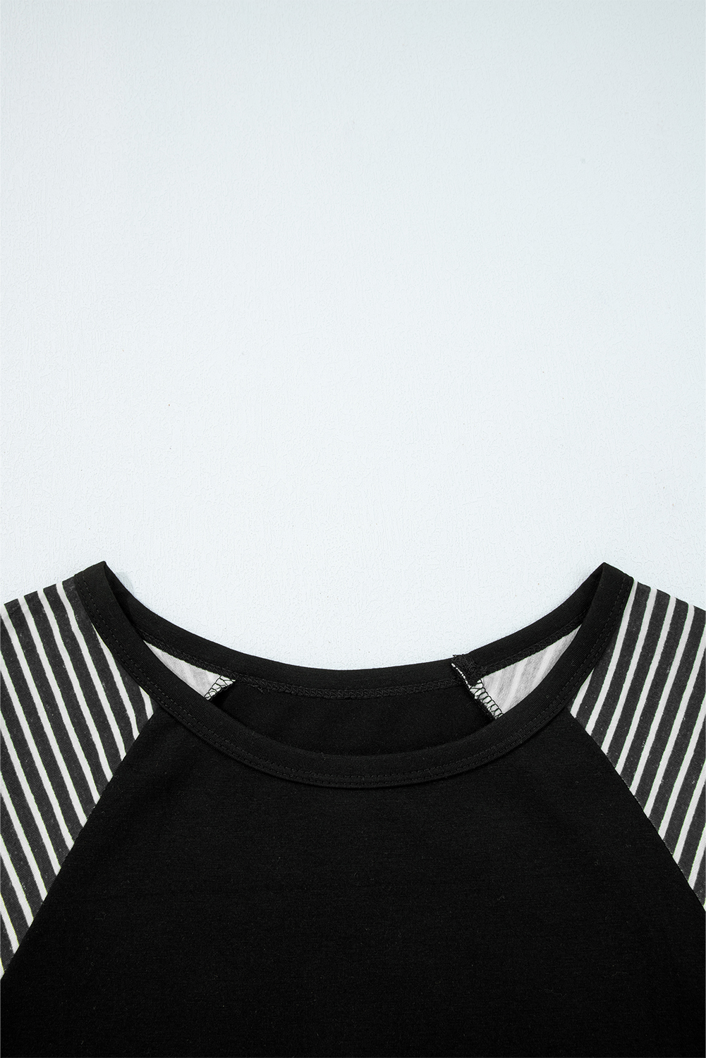Tillandsia Purple Contrast Print Striped Raglan Long Sleeve Loose Top - loveforevers