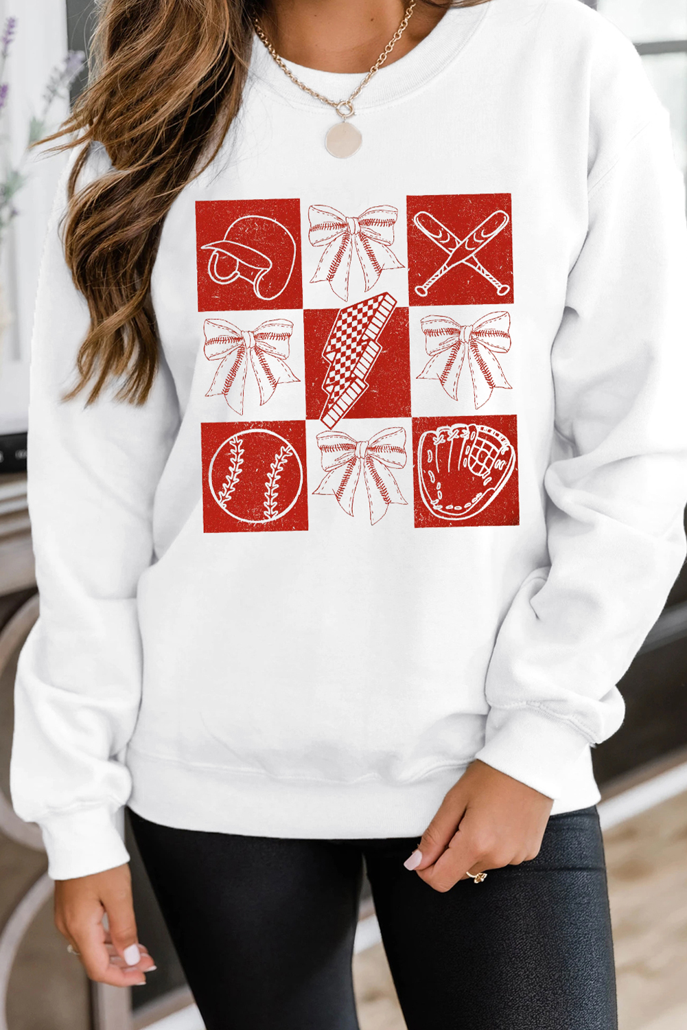 White Baseball Fashion Graphic Cotton Blend Casual Sweatshirt - loveforevers