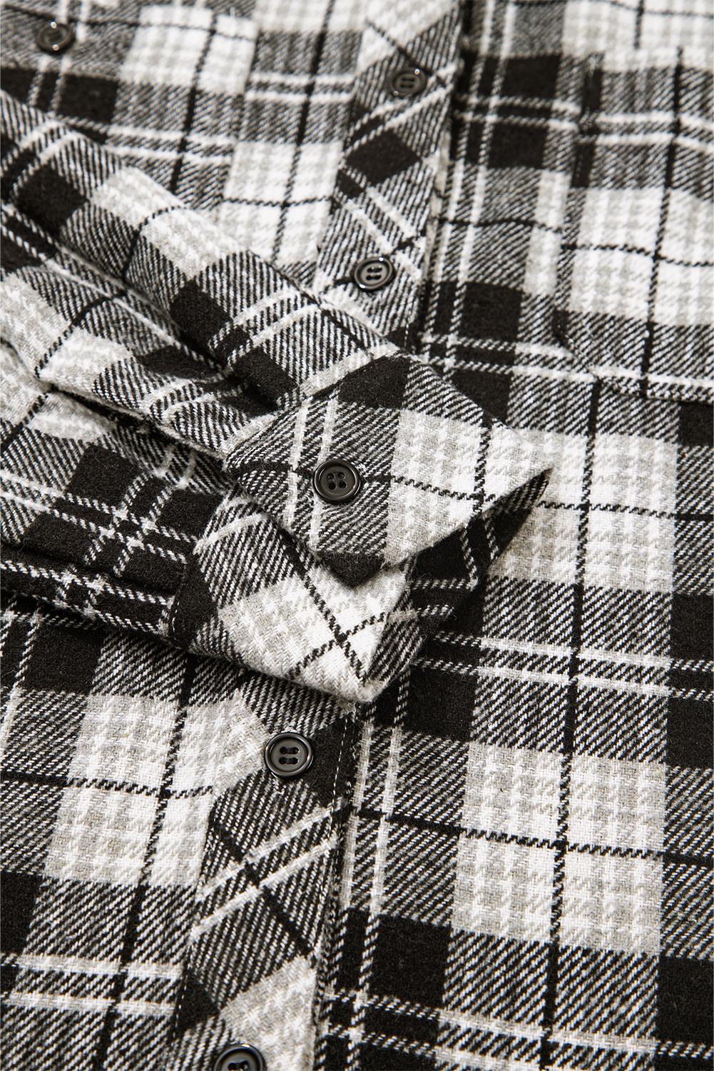 Black Plaid Print Chest Pockets Buttoned Shirt - loveforevers