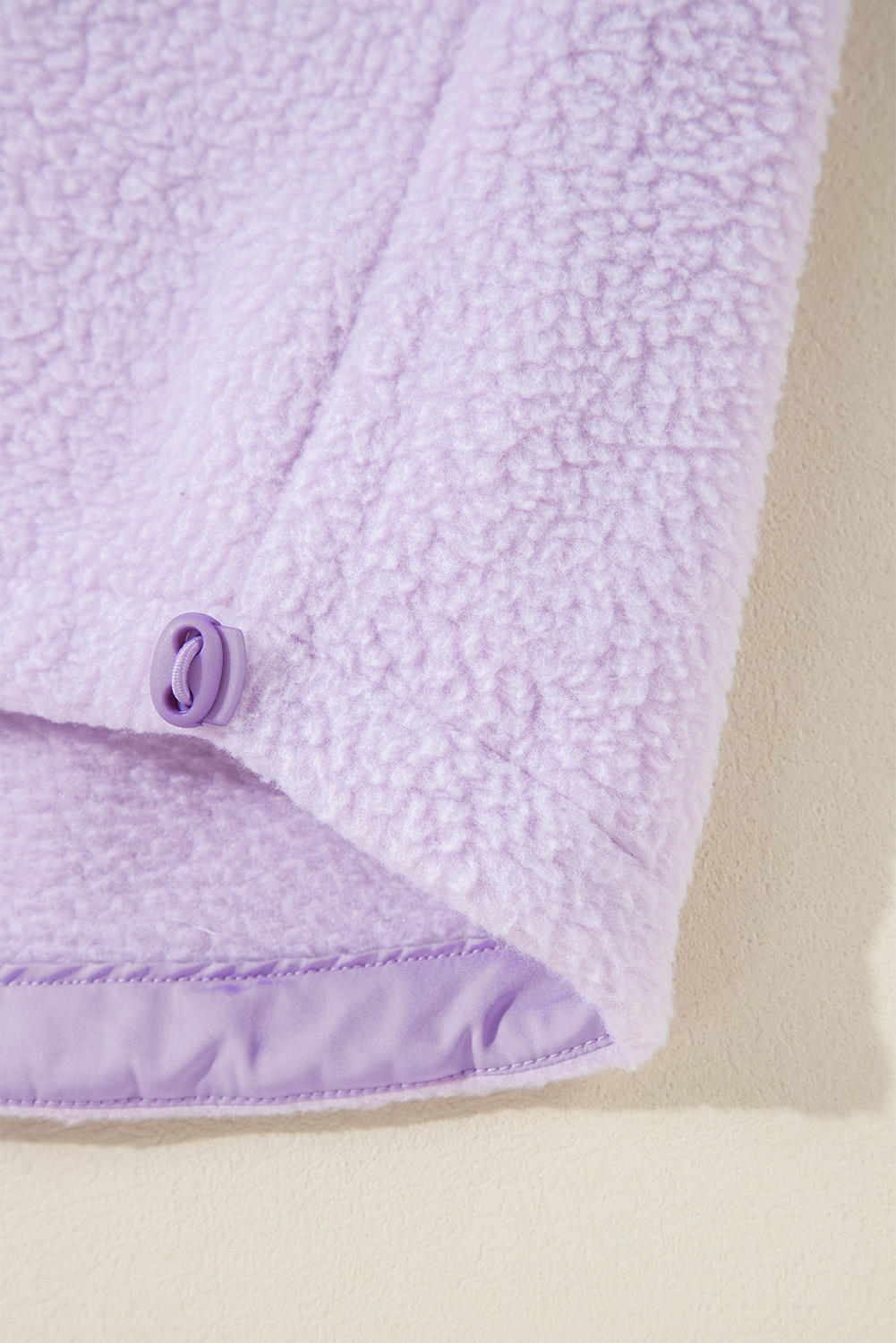 Lavendula Zipped Patch Pocket Fuzzy Drawstring Hoodie - loveforevers