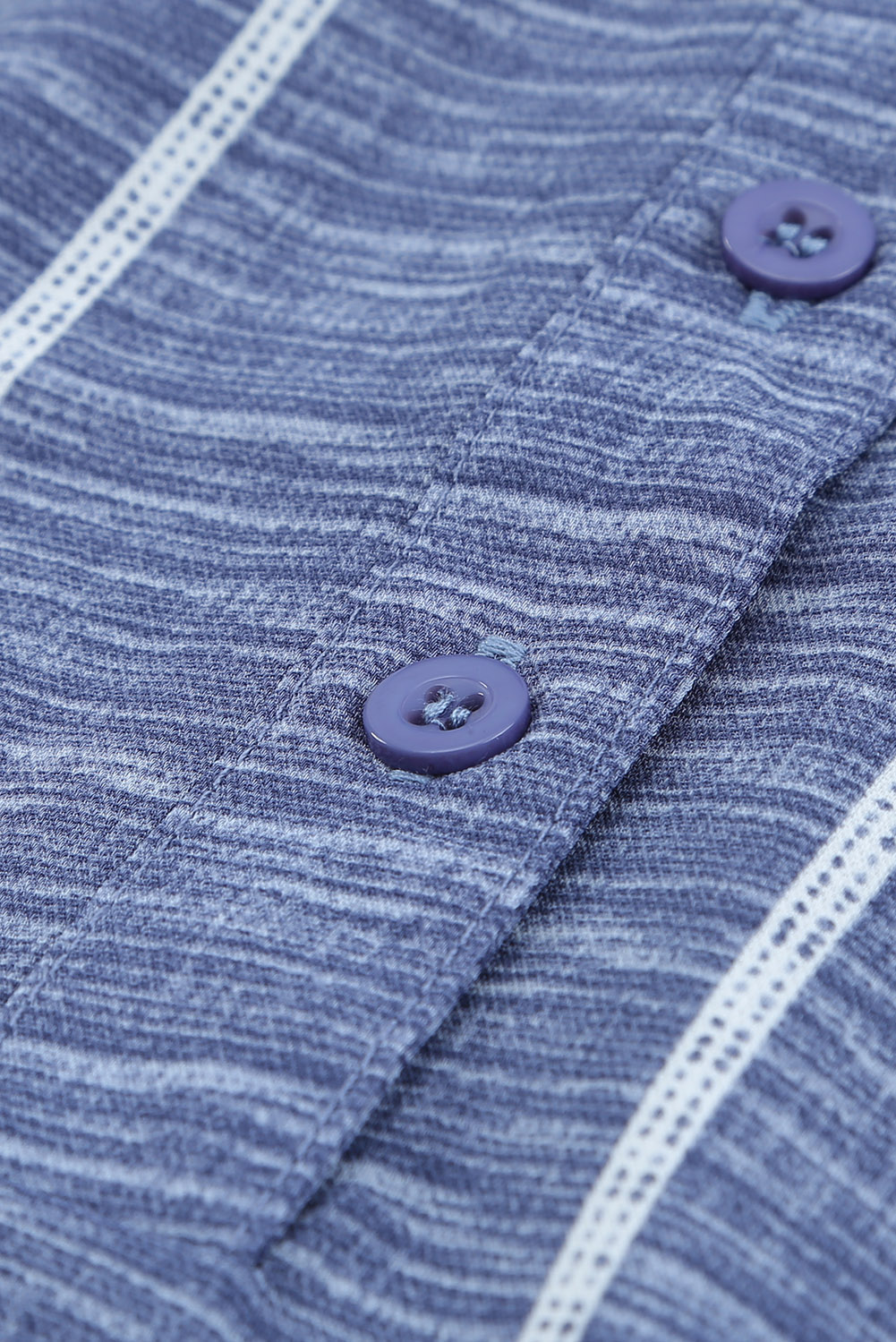 Blue Striped Print V Neck Half Buttons Loose Blouse - loveforevers