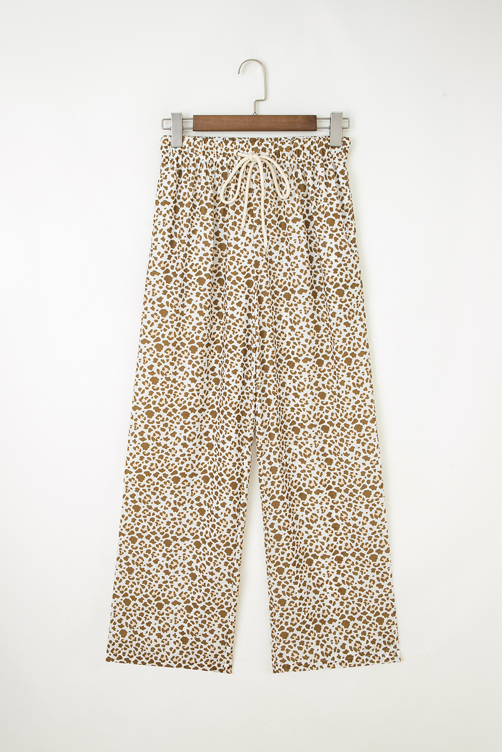 Brown Leopard Drawstring Elastic Waistband Loose Pants - loveforevers