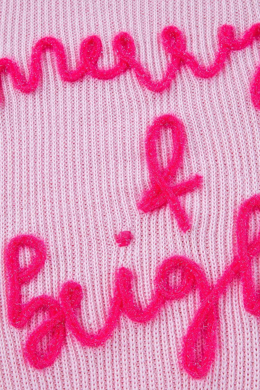 Pink Merry & Bright Pop Up Letter Waffle Knit Sweater - loveforevers