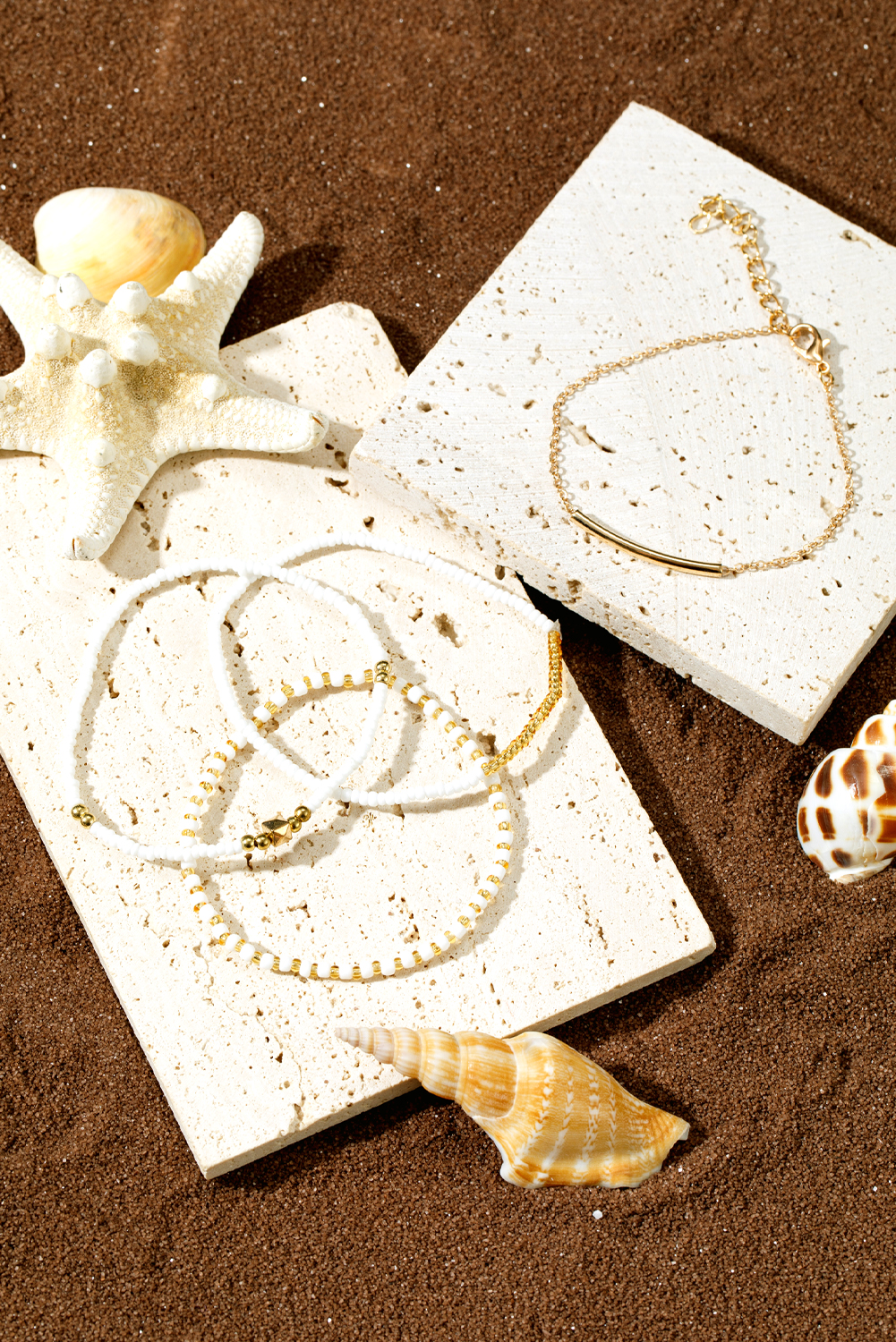Gold Tiny Beaded Multi Layer Bracelet Set - loveforevers