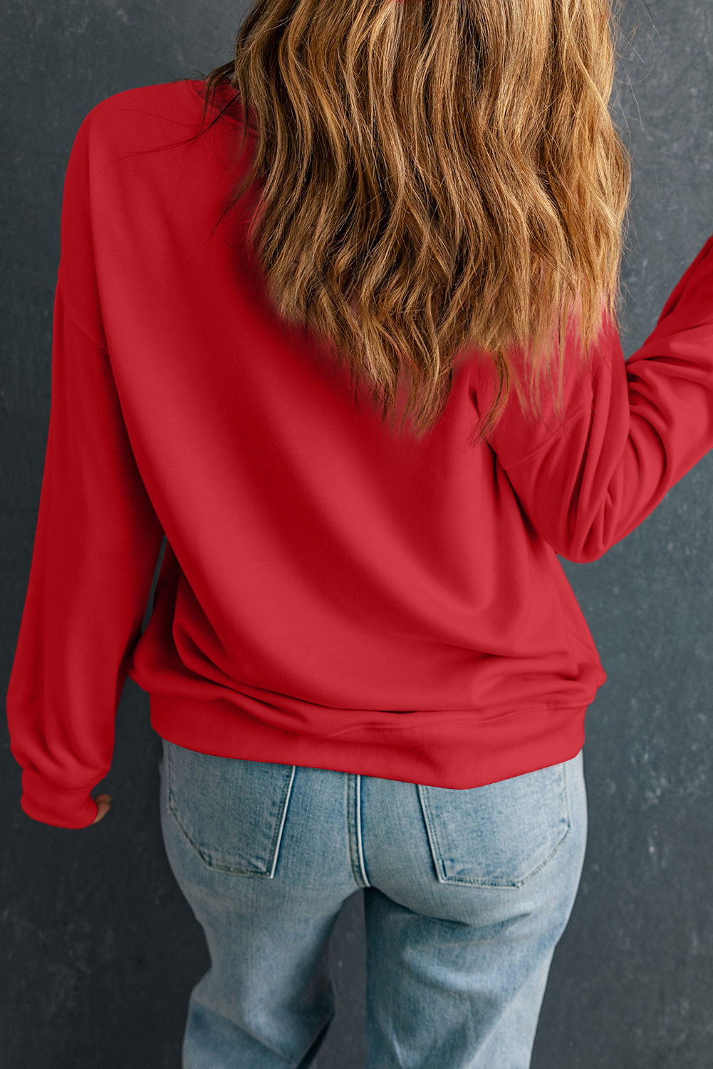 Red Love Printed Crewneck Valentines Pullover Sweatshirt - loveforevers