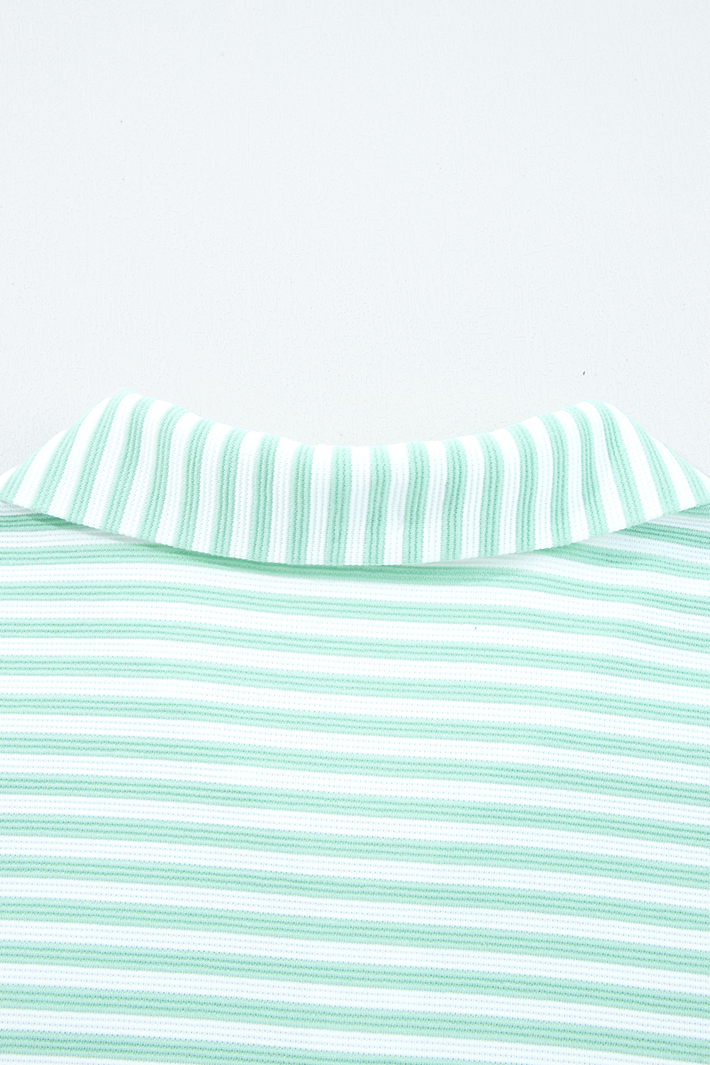 Green Stripe Quarter Zip Collar Pullover Long Sleeve Top - loveforevers